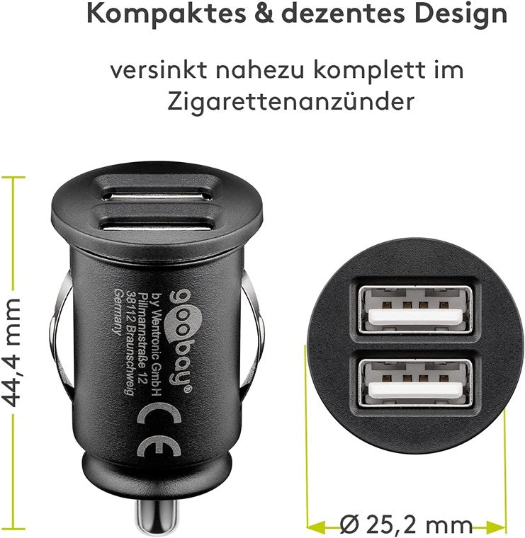 Goobay Dual-USB 12W Car Charger
