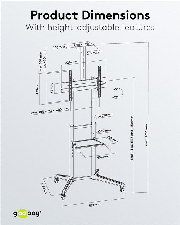 Goobay TV Presentation Stand Pro (Size L) for TVs and monitors between 37" and 70"