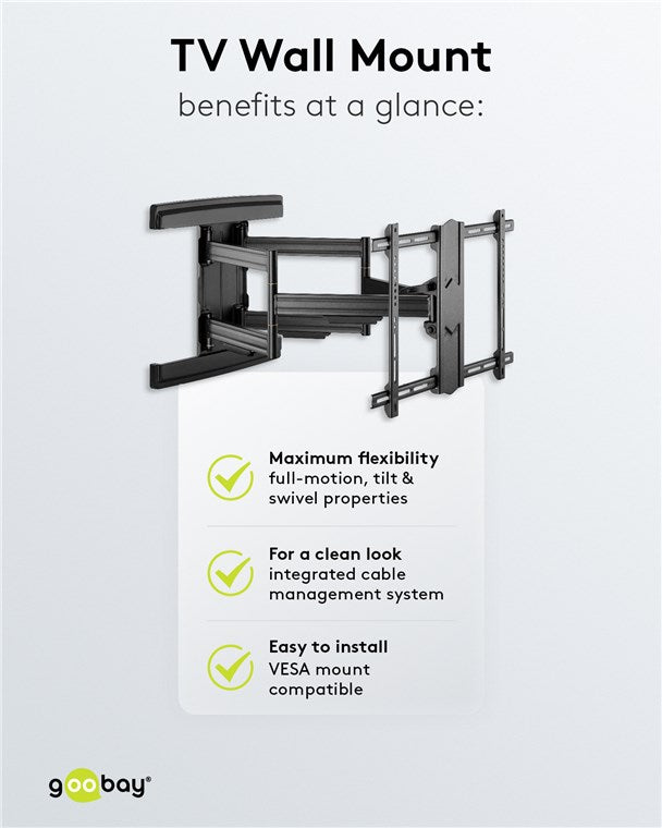 Goobay TV wall mount Pro FULLMOTION (L) wide Range for TVs from 37" to 70" up to 70 kg