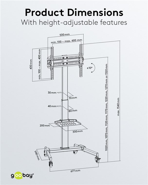 Goobay TV Presentation Stand Basic (Size L) for TVs or monitors between 37" and 70"