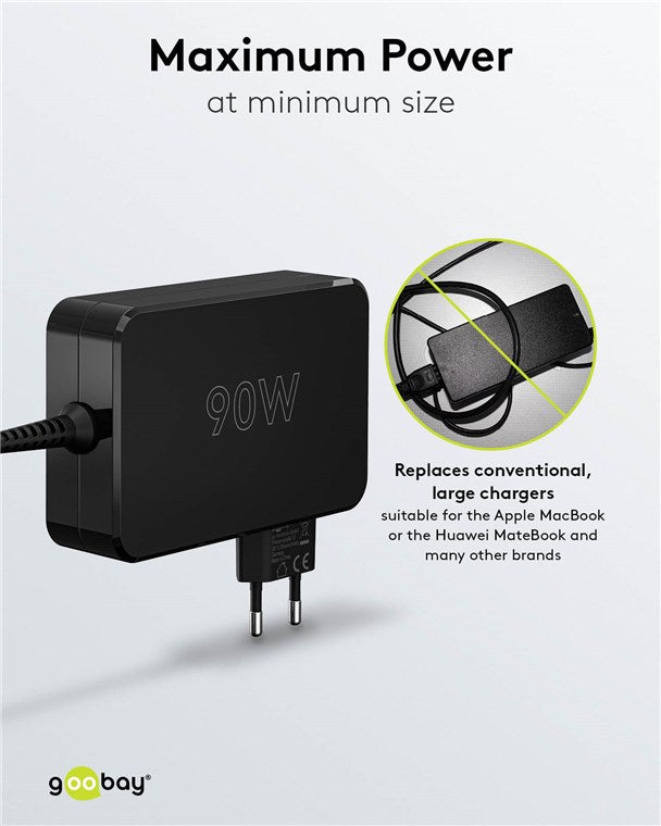Goobay USB-C 90w Charger for Laptops - Black