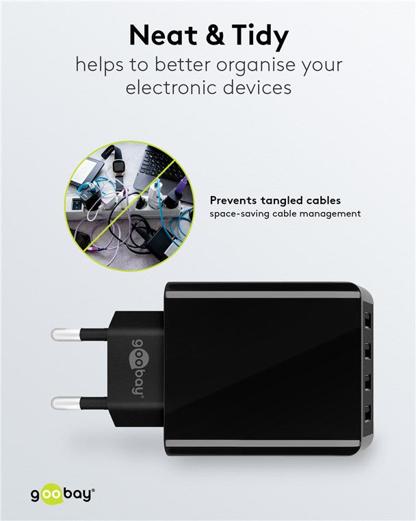 Goobay 30W 4-Port USB Charger - Black