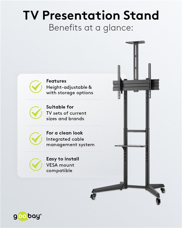 Goobay TV Presentation Stand Pro (Size L) for TVs and monitors between 37" and 70"