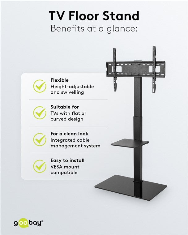 Goobay TV Floor Stand Basic (Size L) for TVs and monitors between 37" and 70"