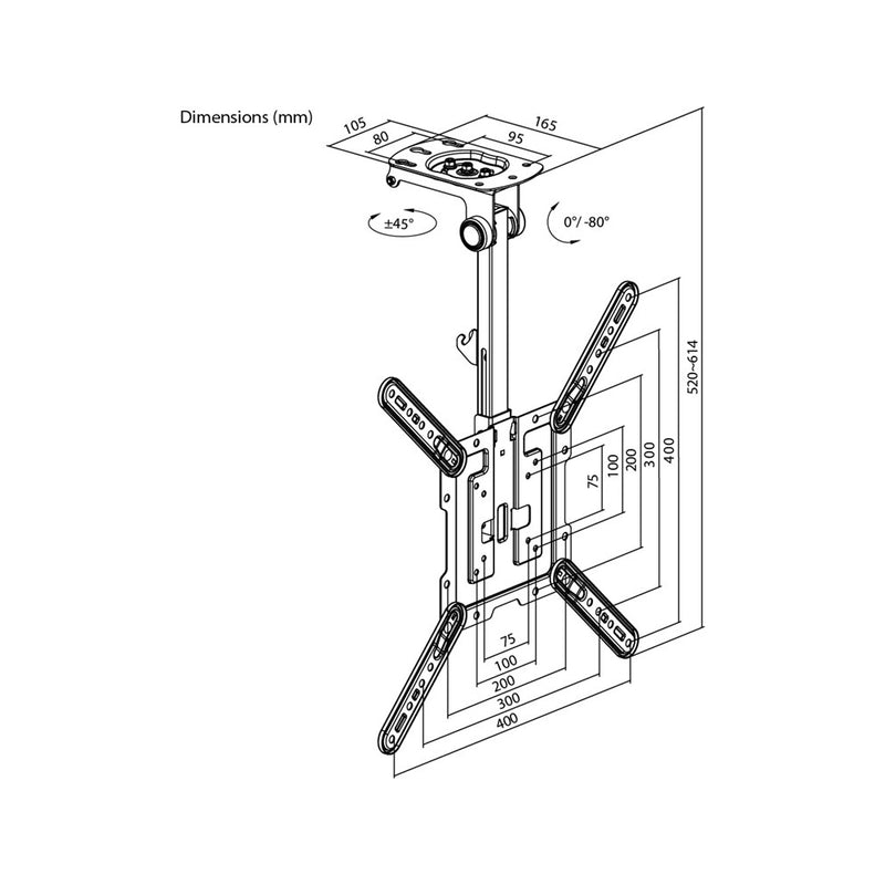 Goobay Ceiling TV Mount Basic TV Mount for TVs from 23" to 55"