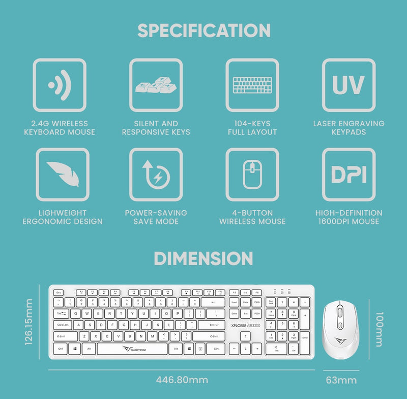 Alcatroz Xplorer Air 3300 Wireless Keyboard and Mouse