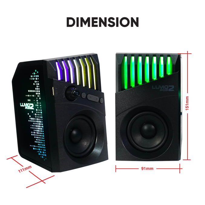 Armaggeddon Lumo 2 RGB 2.0 Stereo Bluetooth Gaming Speakers