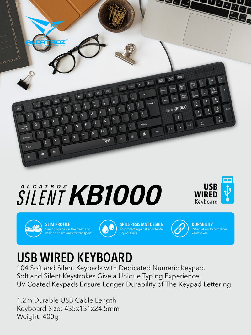 Alcatroz Silent USB Wired Keyboard
