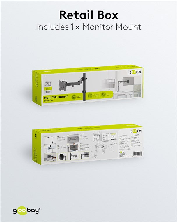 GOOBAY Monitor Mount Single Flex for Monitors between 17" and 32"