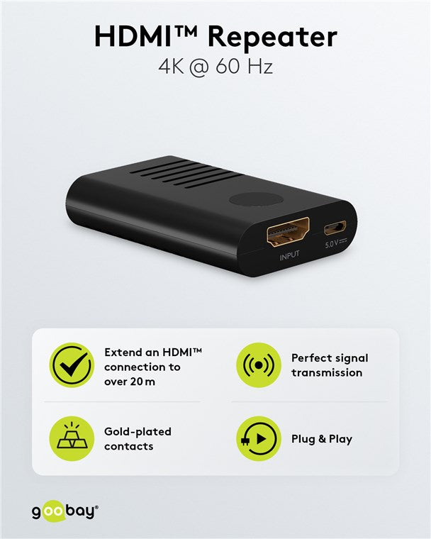 GOOBAY HDMI Repeater 4K @ 60 Hz up to 20m
