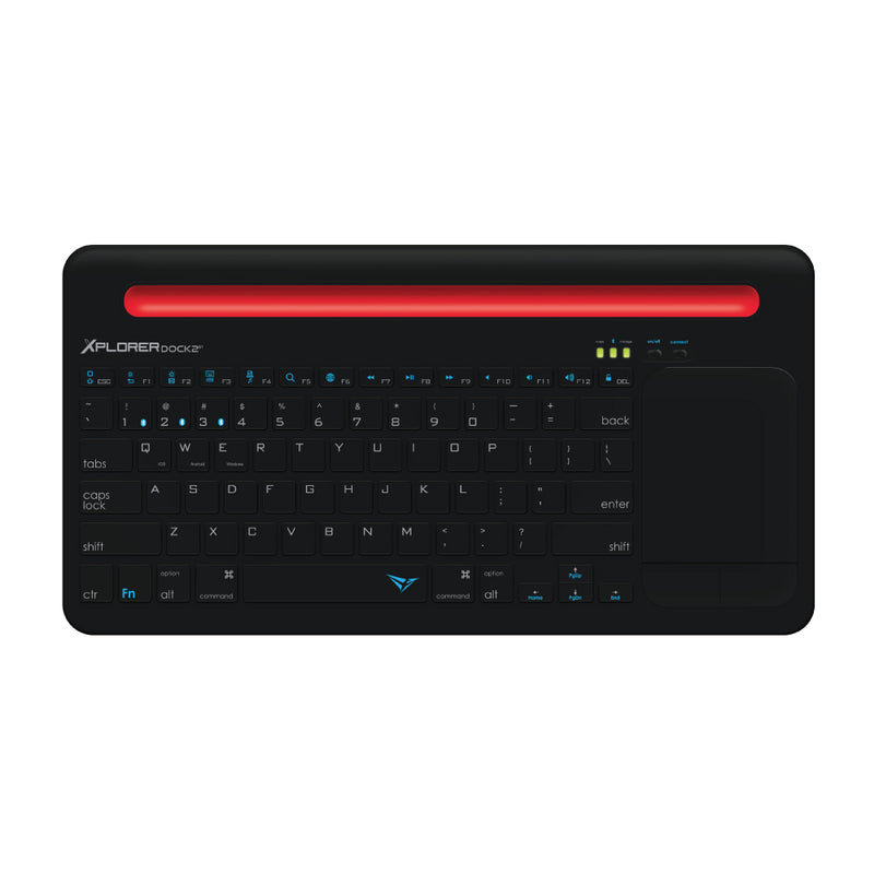 Alcatroz Xplorer Dock 2 Bluetooth Wireless Keyboard with Multi-Touch Trackpad - Black/Red