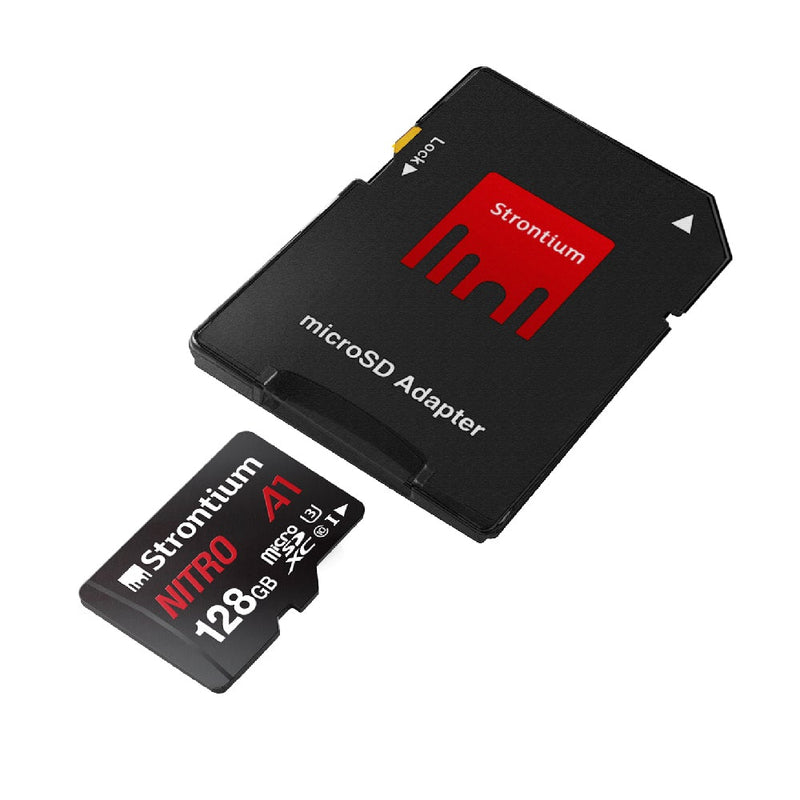 Strontium Nitro 128GB Micro SDXC Memory Card, 100MB/s A1 UHS-I U3 Class 10 with Adapter