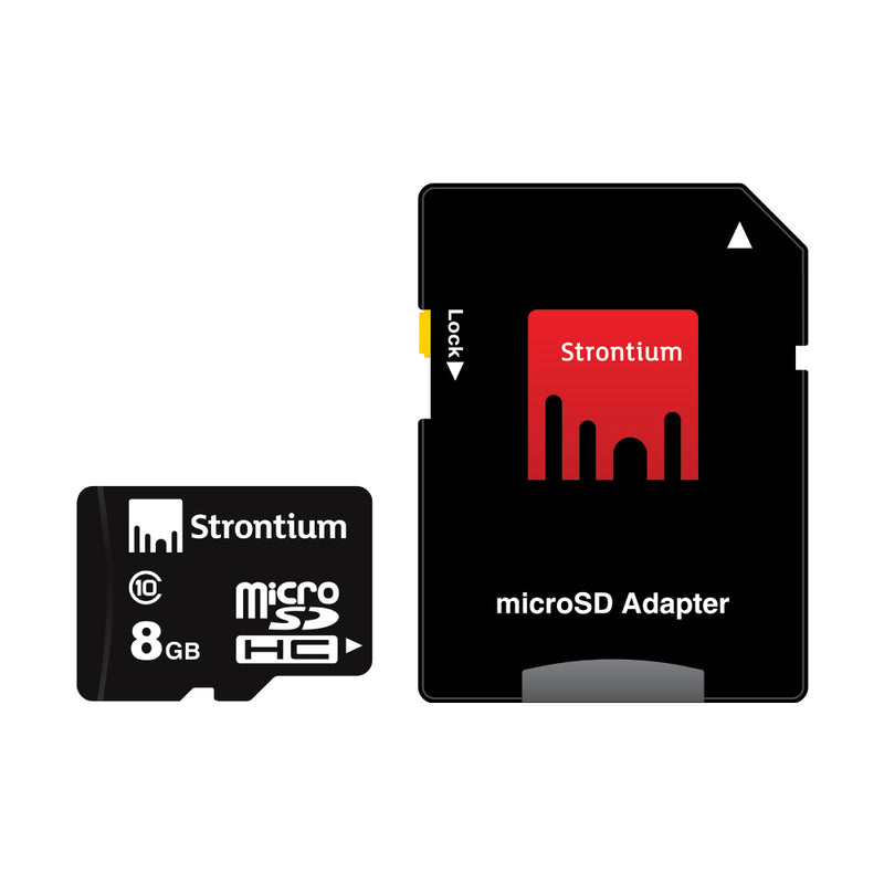 Strontium 8GB MicroSDHC card with SD Adaptor  - Class 10
